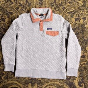 Patagonia Gray and Orange Quilted Sweater